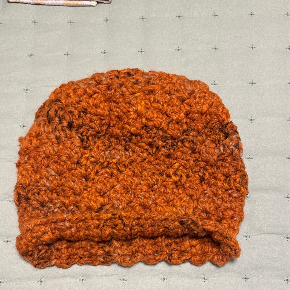 Handcrafted Orange Knit Beanie and scarf